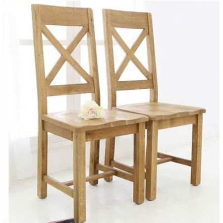 Ghế Lưng X : 100% Gỗ Sồi + Mặt Ghế Gỗ 